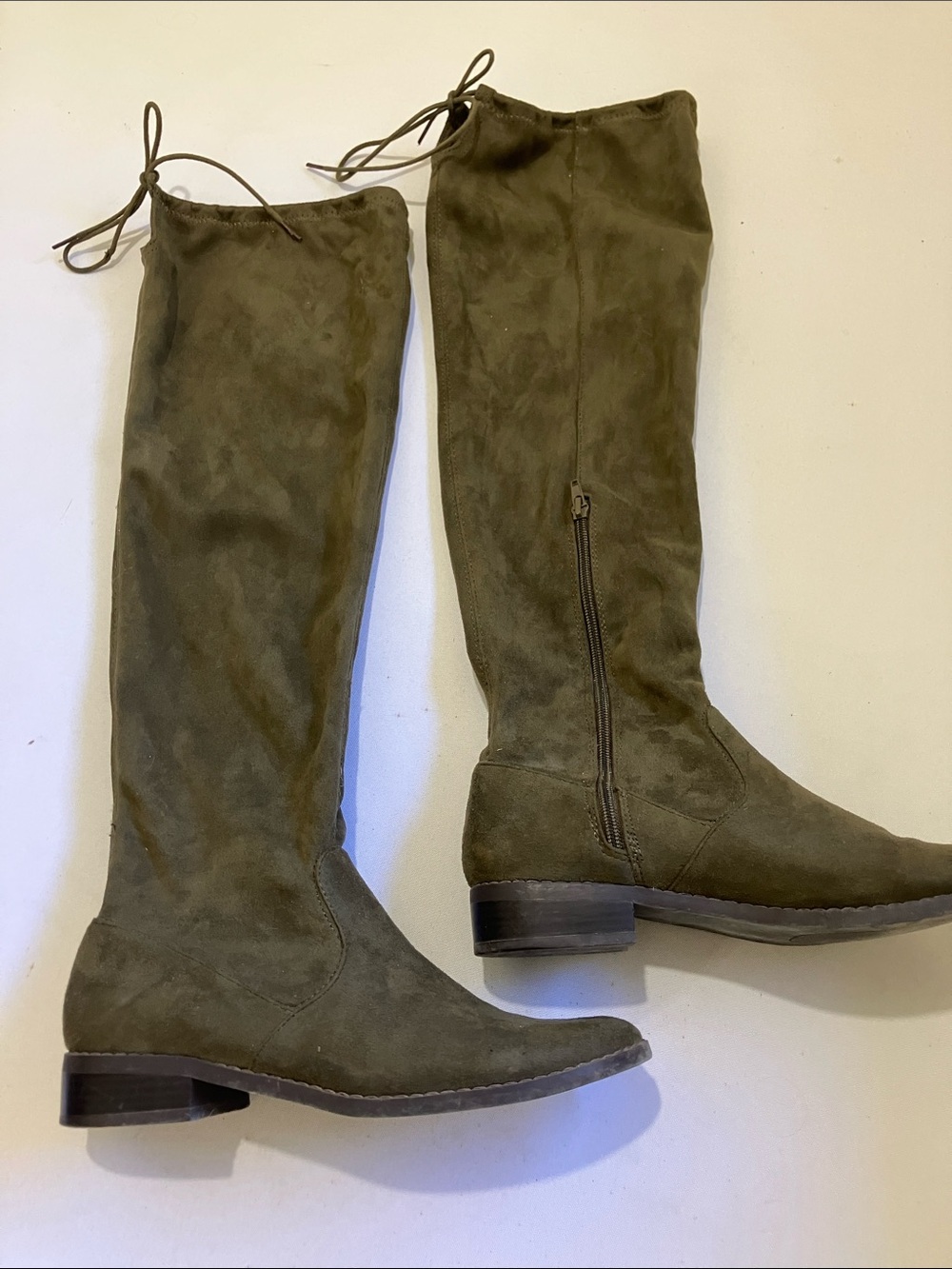 JustFab Olive Over-the-Knee Suede Boots